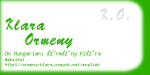 klara ormeny business card